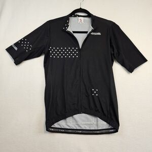 Marcello Bergamo Black Cycling Jersey with White Dots Size XL